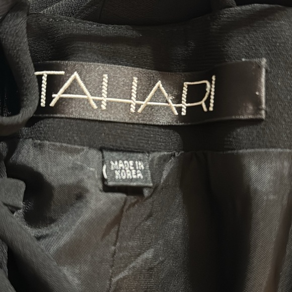 TAHARI Black Midi Dress Strappy Back Slit Cocktail Party Wedding Size 12 Sexy - Picture 5 of 8